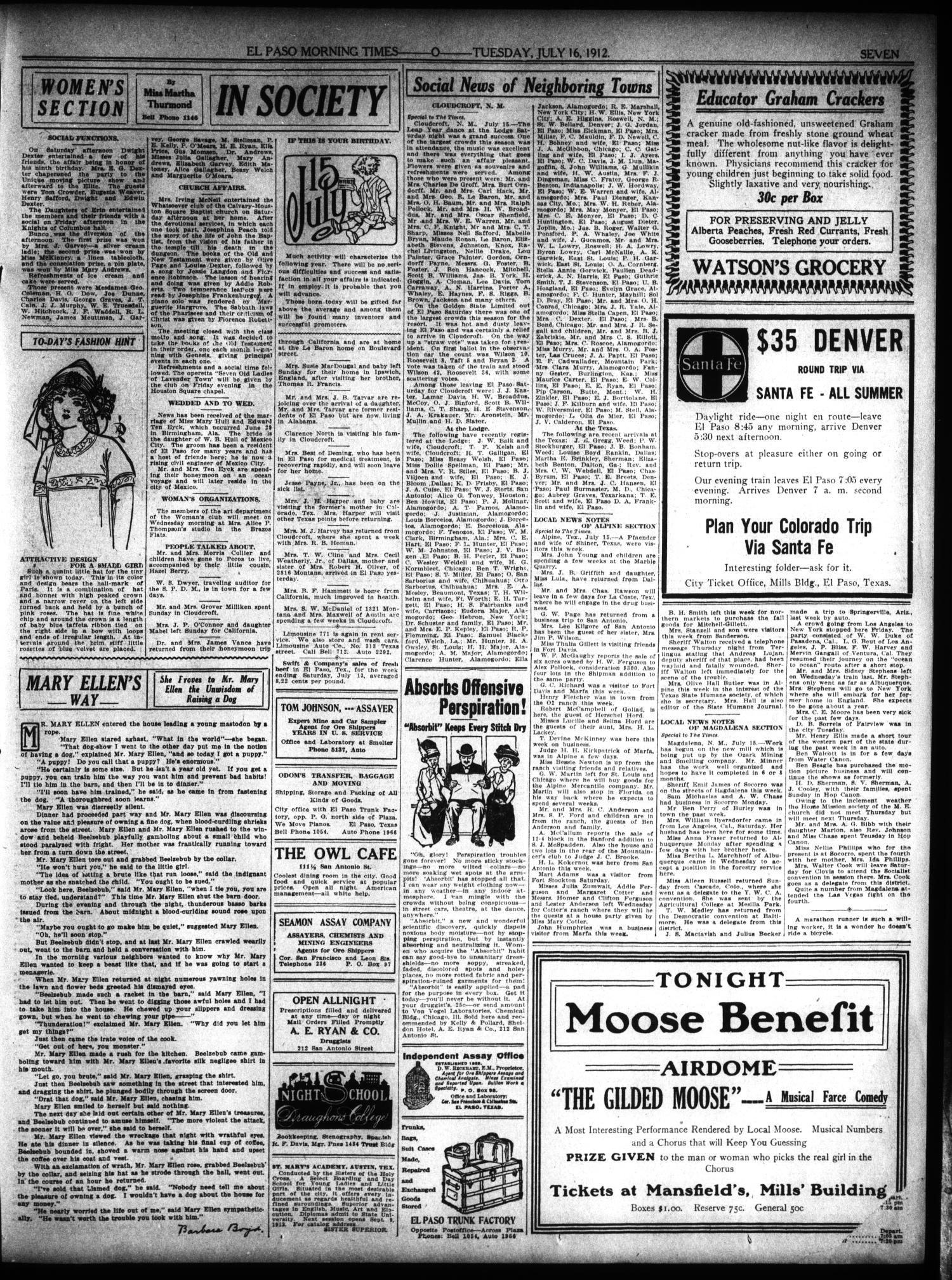 El Paso Morning Times (El Paso, Tex.), Vol. 32, Ed. 1 Tuesday, July 16, 1912
                                                
                                                    [Sequence #]: 7 of 10
                                                
