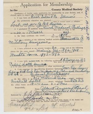 Primary view of object titled '[Medical Association Application: Albert R. Beal, MD]'.