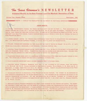 Primary view of object titled 'The Texas Fireman's Newsletter, Volume 2, Number 3, September 1962'.