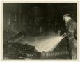 Primary view of [Photograph of Fireman Spraying Water]