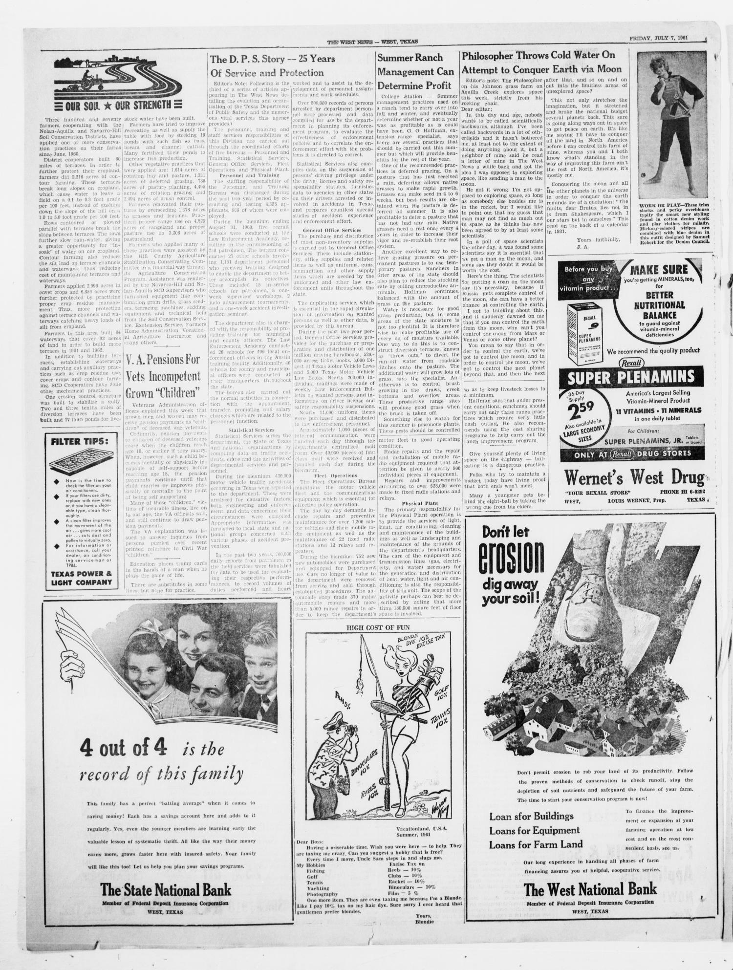 The West News (West, Tex.), Vol. 71, No. 10, Ed. 1 Friday, July 7, 1961
                                                
                                                    [Sequence #]: 6 of 8
                                                
