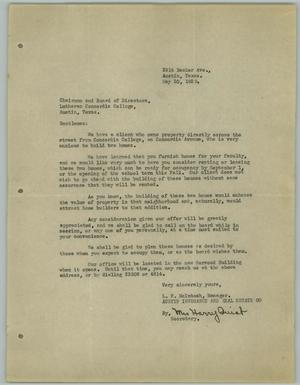 Primary view of object titled '[Letter from L. F. McIntosh, May 20, 1929]'.