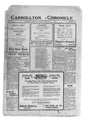 Primary view of object titled 'Carrollton Chronicle (Carrollton, Tex.), Vol. 19, No. 11, Ed. 1 Friday, February 9, 1923'.