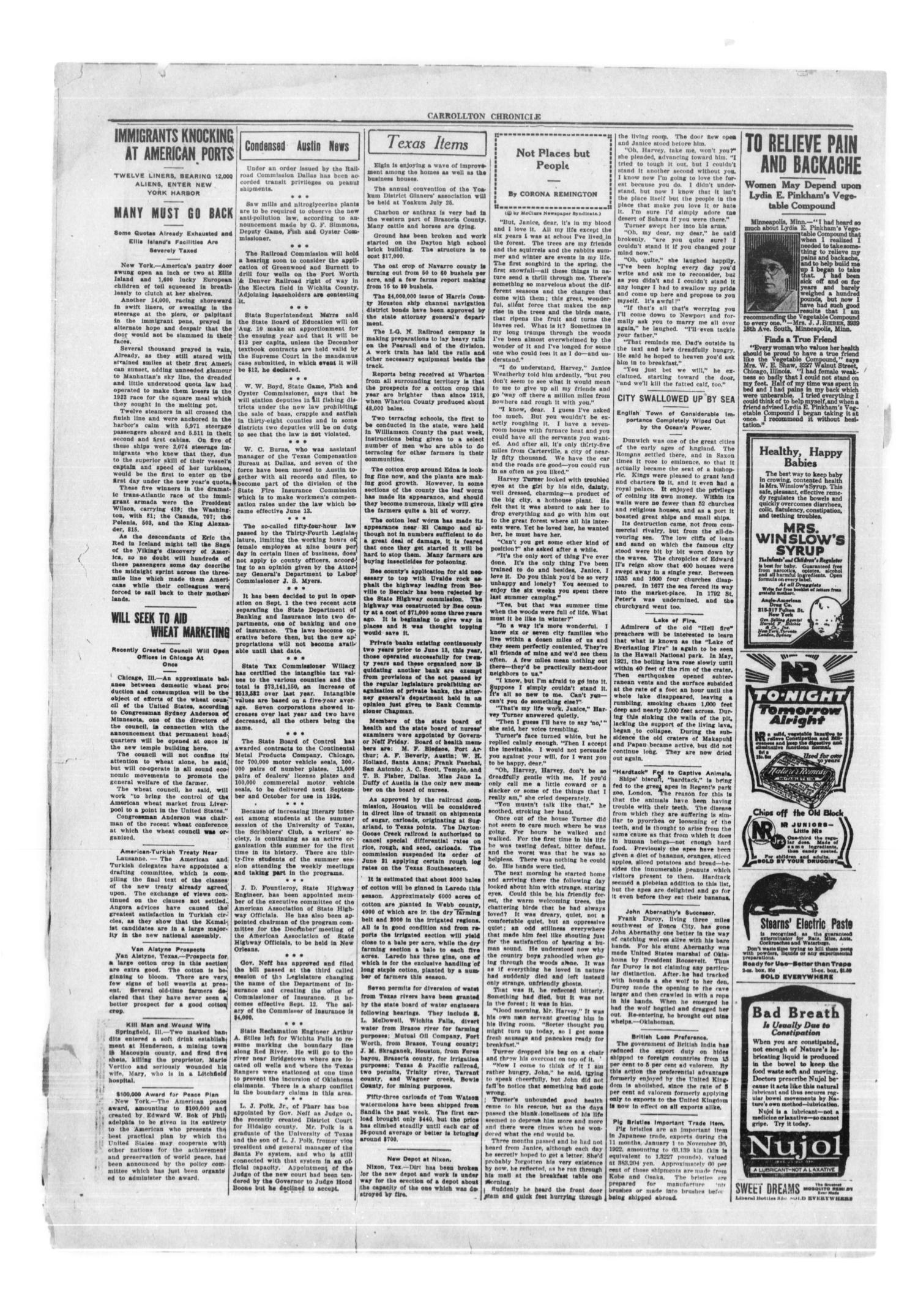 The Carrollton Chronicle (Carrollton, Tex.), Vol. 19, No. 32, Ed. 1 Friday, July 6, 1923
                                                
                                                    [Sequence #]: 6 of 8
                                                