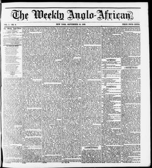 Primary view of object titled 'The Weekly Anglo-African. (New York [N.Y.]), Vol. 1, No. 8, Ed. 1 Saturday, September 10, 1859'.
