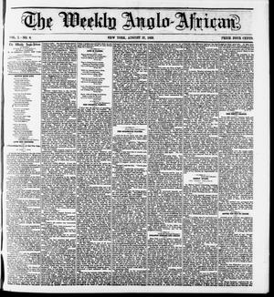 Primary view of The Weekly Anglo-African. (New York [N.Y.]), Vol. 1, No. 6, Ed. 1 Saturday, August 27, 1859