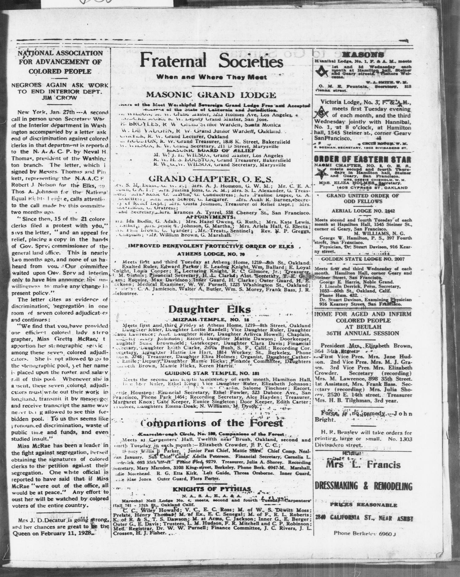 The Western Outlook (San Francisco and Oakland, Calif.), Vol. 34, No. 18, Ed. 1 Saturday, February 4, 1928
                                                
                                                    [Sequence #]: 3 of 8
                                                
