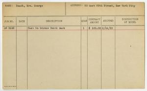Primary view of object titled '[Client Card: Mrs. George Beach]'.