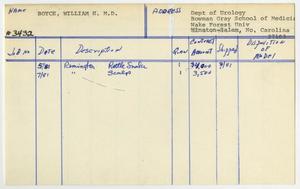 Primary view of object titled '[Client Card: Dr. Wiliam H. Boyce]'.
