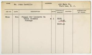 Primary view of object titled '[Client Card: Mr. John Cardillo]'.