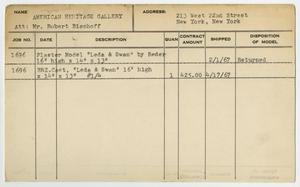 Primary view of object titled '[Client Card: American Heritage Gallery]'.