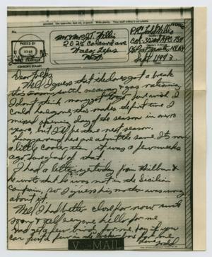 Primary view of object titled '[Letter from John Todd Willis, Jr. to his Parents, September 1, 1943]'.