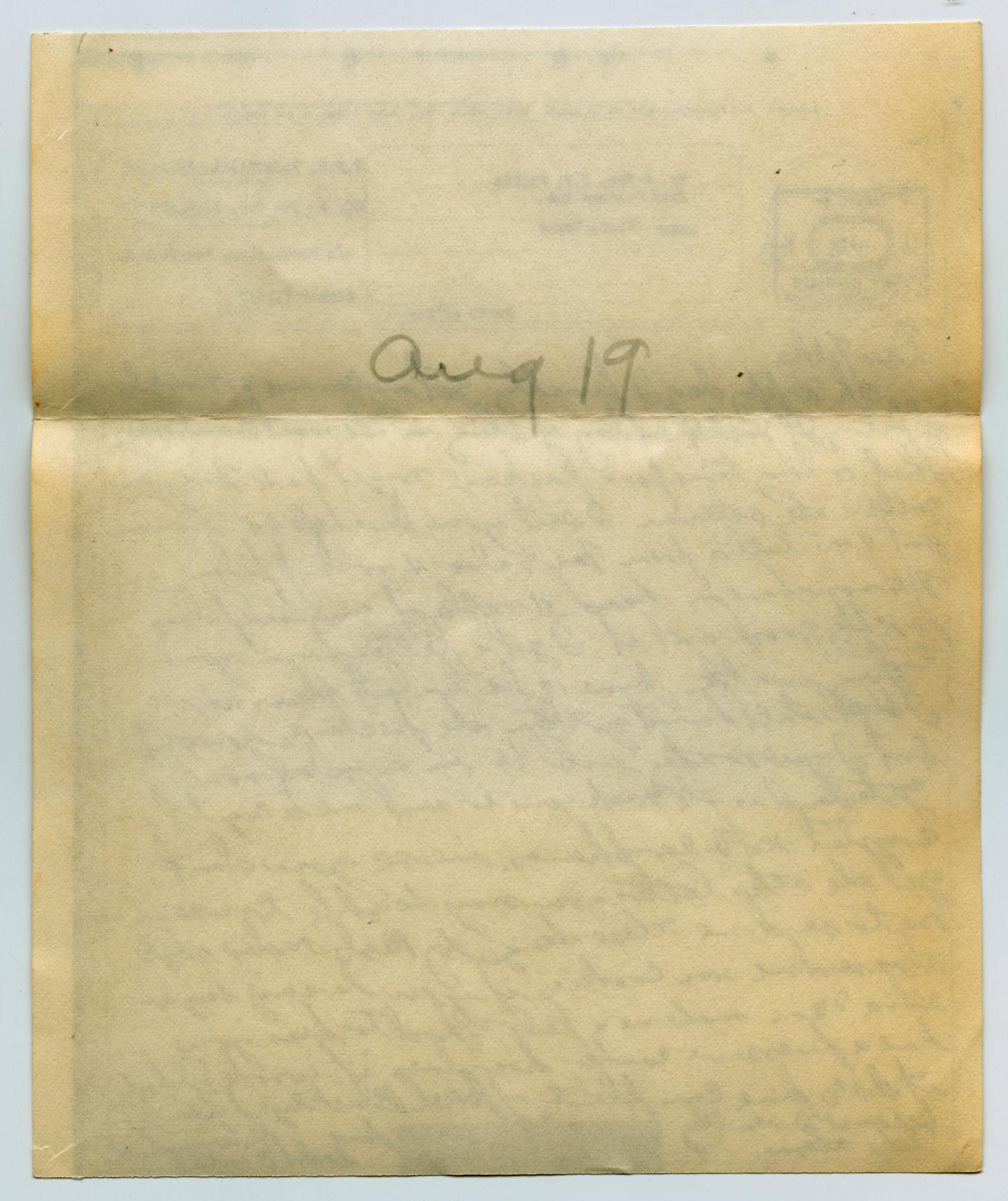 [Letter from John Todd Willis, Jr. to his Parents, August 7, 1943]
                                                
                                                    [Sequence #]: 2 of 4
                                                