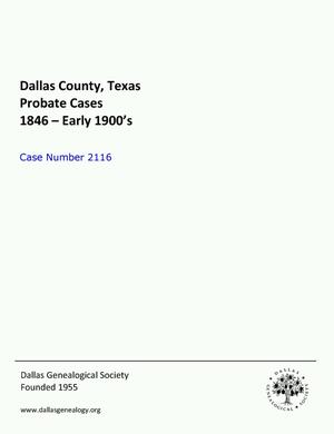 Primary view of Dallas County Probate Case 2116: Waldron, Vivian et al (Minors)