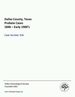 Primary view of object titled 'Dallas County Probate Case 936: Sheppard, Jas. (Deceased)'.