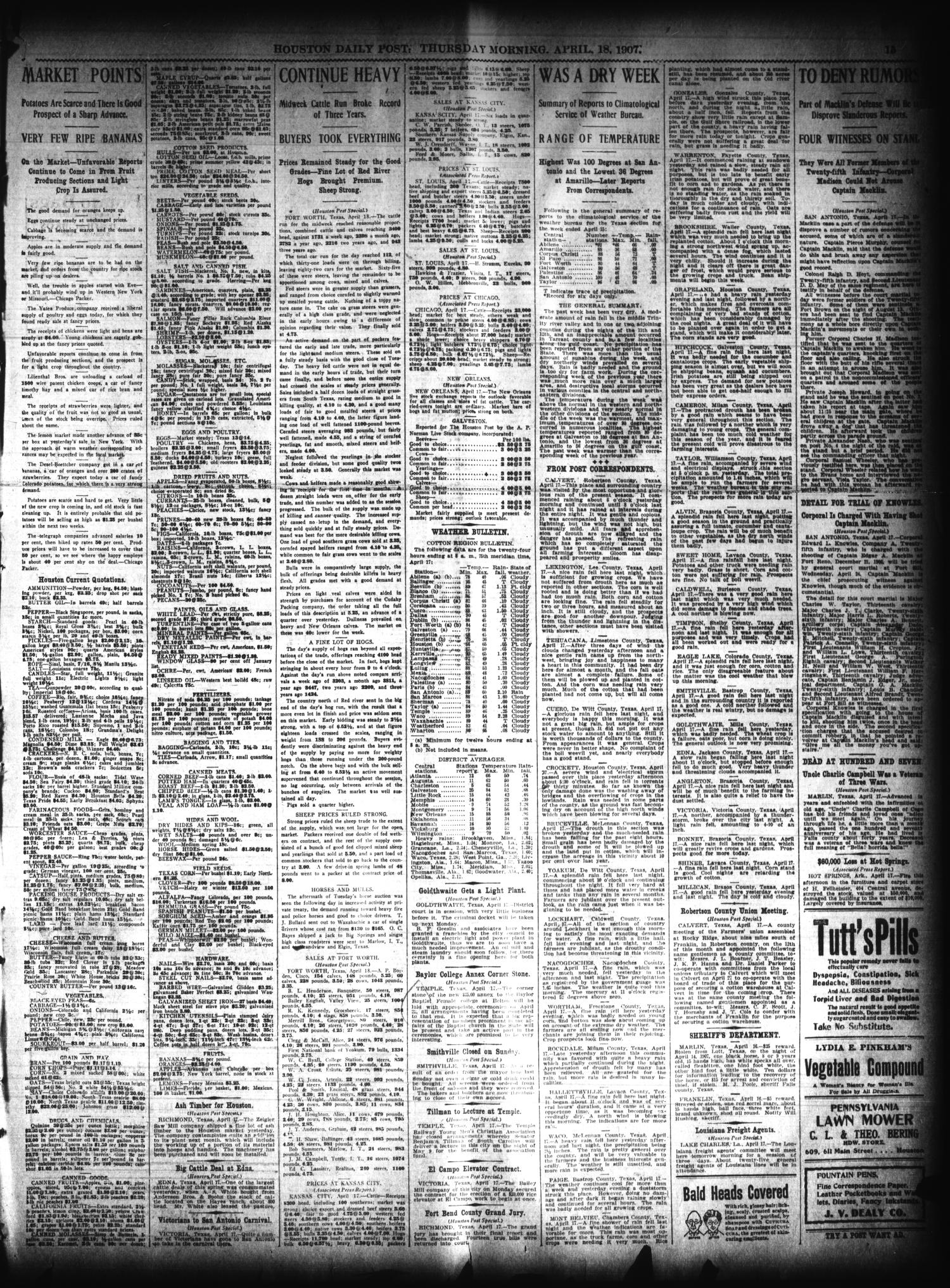 The Houston Post. (Houston, Tex.), Vol. 23, Ed. 1 Thursday, April 18, 1907
                                                
                                                    [Sequence #]: 15 of 16
                                                