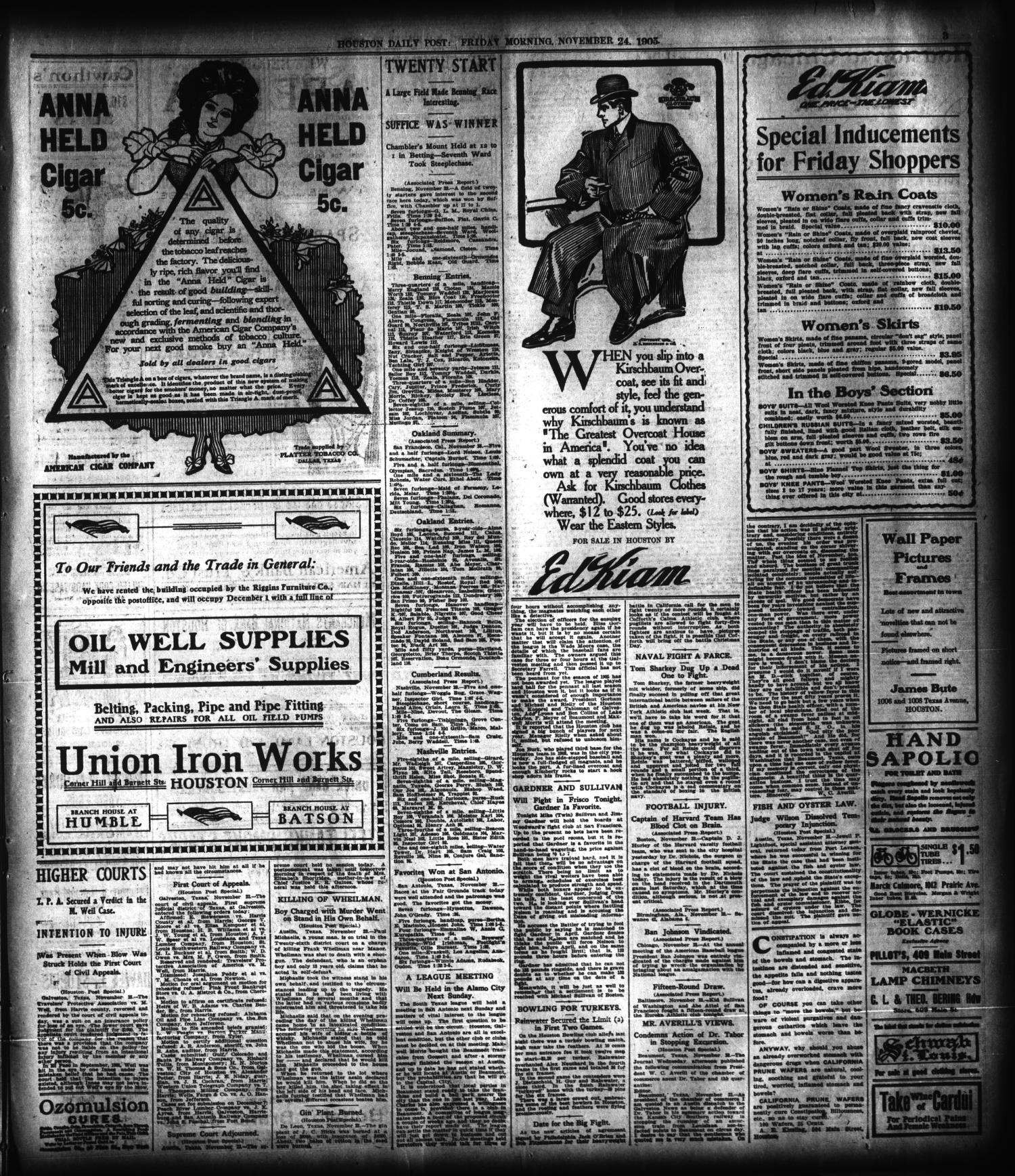 The Houston Post. (Houston, Tex.), Vol. 21, No. 254, Ed. 1 Friday, November 24, 1905
                                                
                                                    [Sequence #]: 3 of 12
                                                