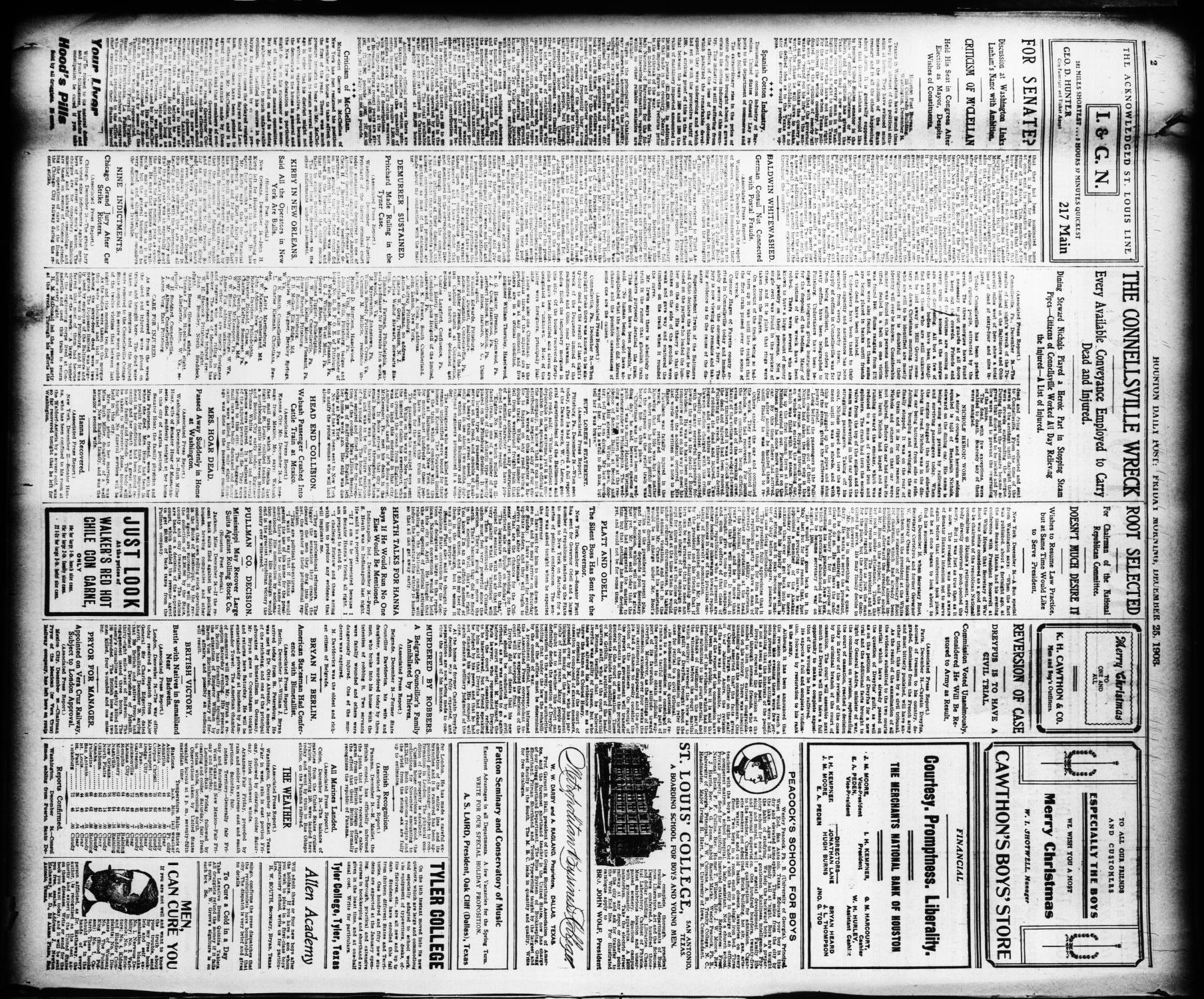 The Houston Post. (Houston, Tex.), Vol. 19, No. 264, Ed. 1 Friday, December 25, 1903
                                                
                                                    [Sequence #]: 2 of 12
                                                