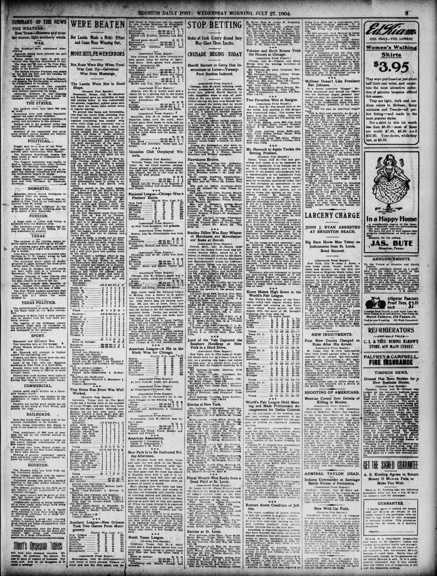 The Houston Post. (Houston, Tex.), Vol. 20, No. 114, Ed. 1 Wednesday, July 27, 1904
                                                
                                                    [Sequence #]: 3 of 12
                                                