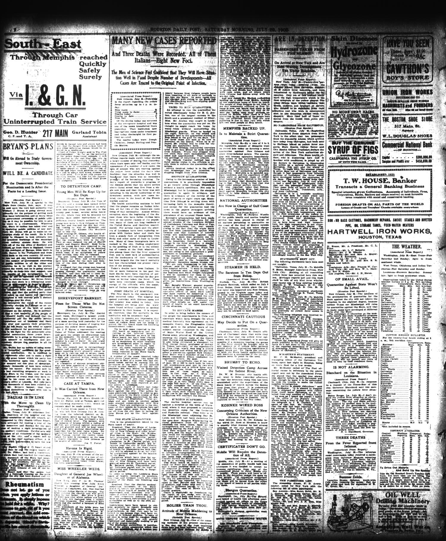 The Houston Post. (Houston, Tex.), Vol. 21, No. 136, Ed. 1 Saturday, July 29, 1905
                                                
                                                    [Sequence #]: 2 of 12
                                                