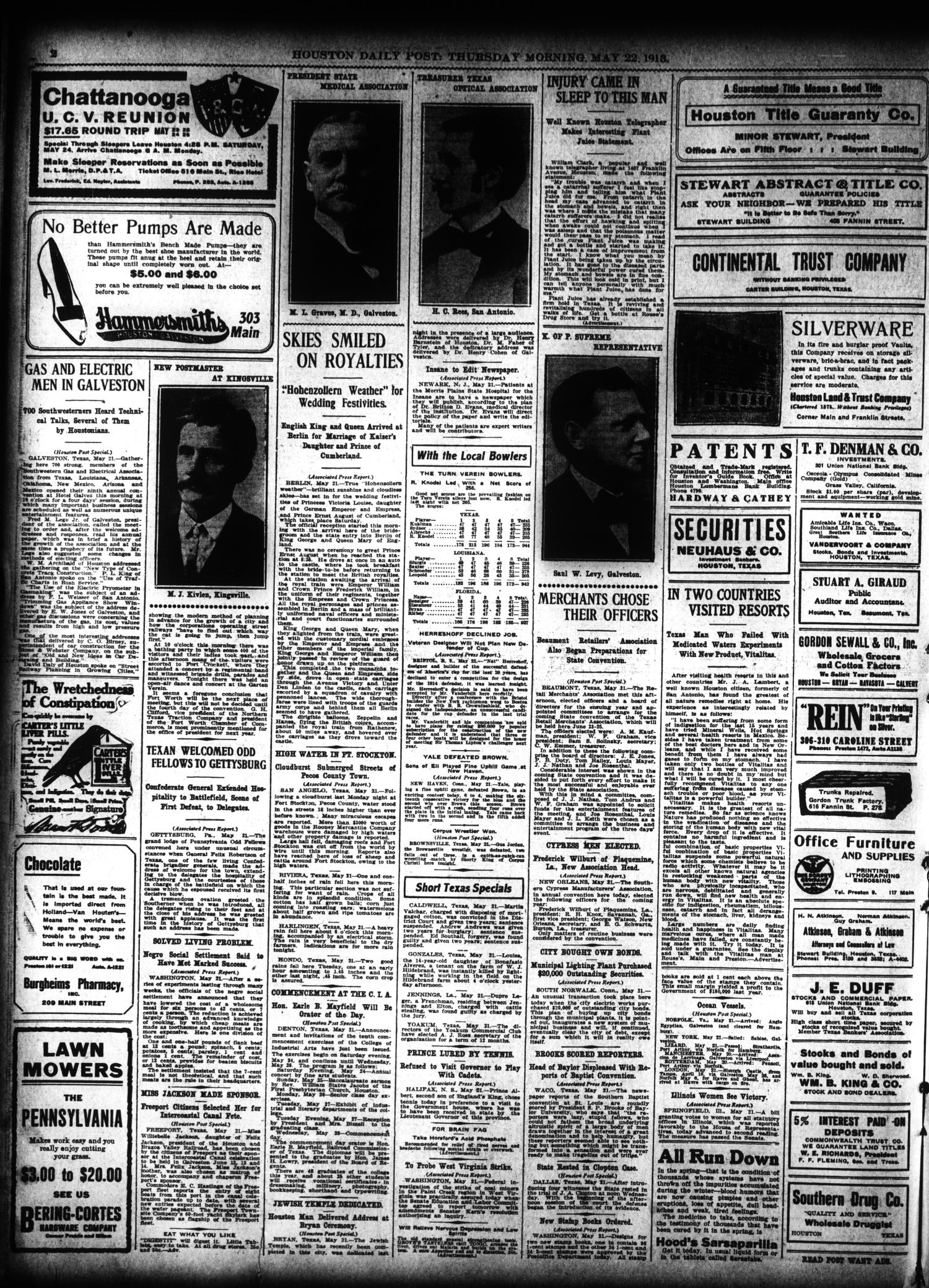 The Houston Post. (Houston, Tex.), Vol. 28, Ed. 1 Thursday, May 22, 1913
                                                
                                                    [Sequence #]: 2 of 18
                                                