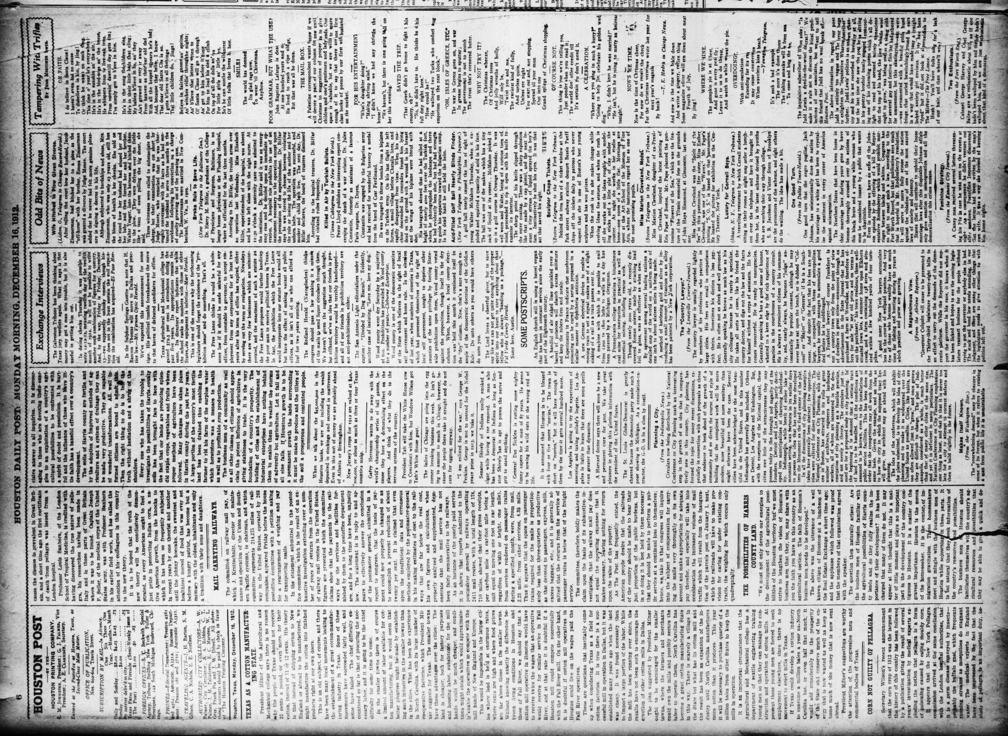 The Houston Post. (Houston, Tex.), Vol. 27, Ed. 1 Monday, December 16, 1912
                                                
                                                    [Sequence #]: 6 of 14
                                                