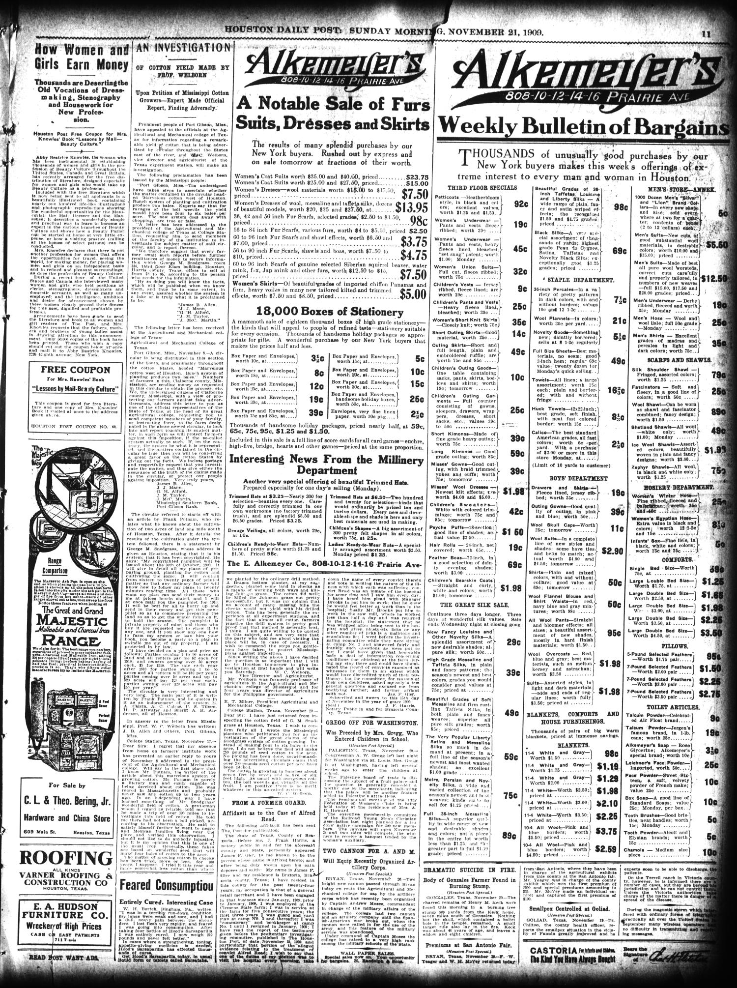 The Houston Post. (Houston, Tex.), Vol. 25, Ed. 1 Sunday, November 21, 1909
                                                
                                                    [Sequence #]: 11 of 56
                                                