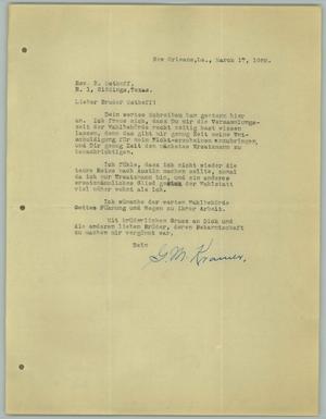 Primary view of object titled '[Letter from G. M. Kramer to R. Osthoff, March 17, 1928]'.