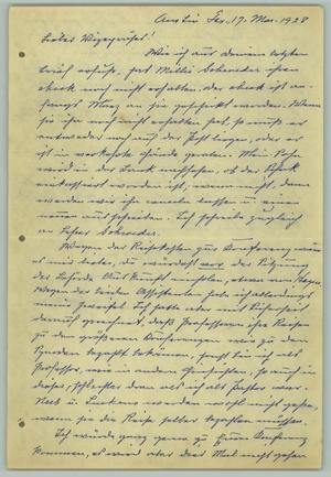 Primary view of object titled '[Letter from H. Studtmann to "Vizepraeses", March 17, 1928]'.
