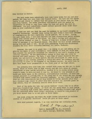 Primary view of object titled '[Letter from Carl S. Mundinger, April 1948]'.