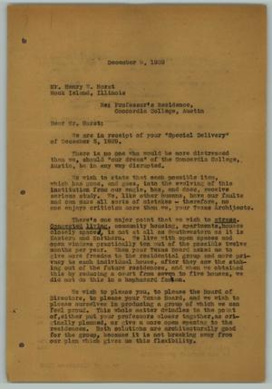 Primary view of object titled '[Letter from Arthur Fehr to Henry W. Horst, December 9, 1929]'.