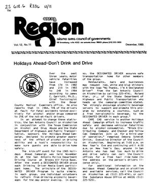 Primary view of object titled 'AACOG Region, Volume 12, Number 11, December 1985'.