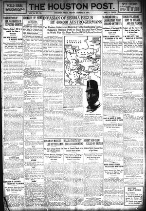 Primary view of object titled 'The Houston Post. (Houston, Tex.), Vol. 30, No. 188, Ed. 1 Friday, October 8, 1915'.