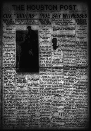 Primary view of object titled 'The Houston Post. (Houston, Tex.), Vol. 36, No. 159, Ed. 1 Thursday, September 9, 1920'.