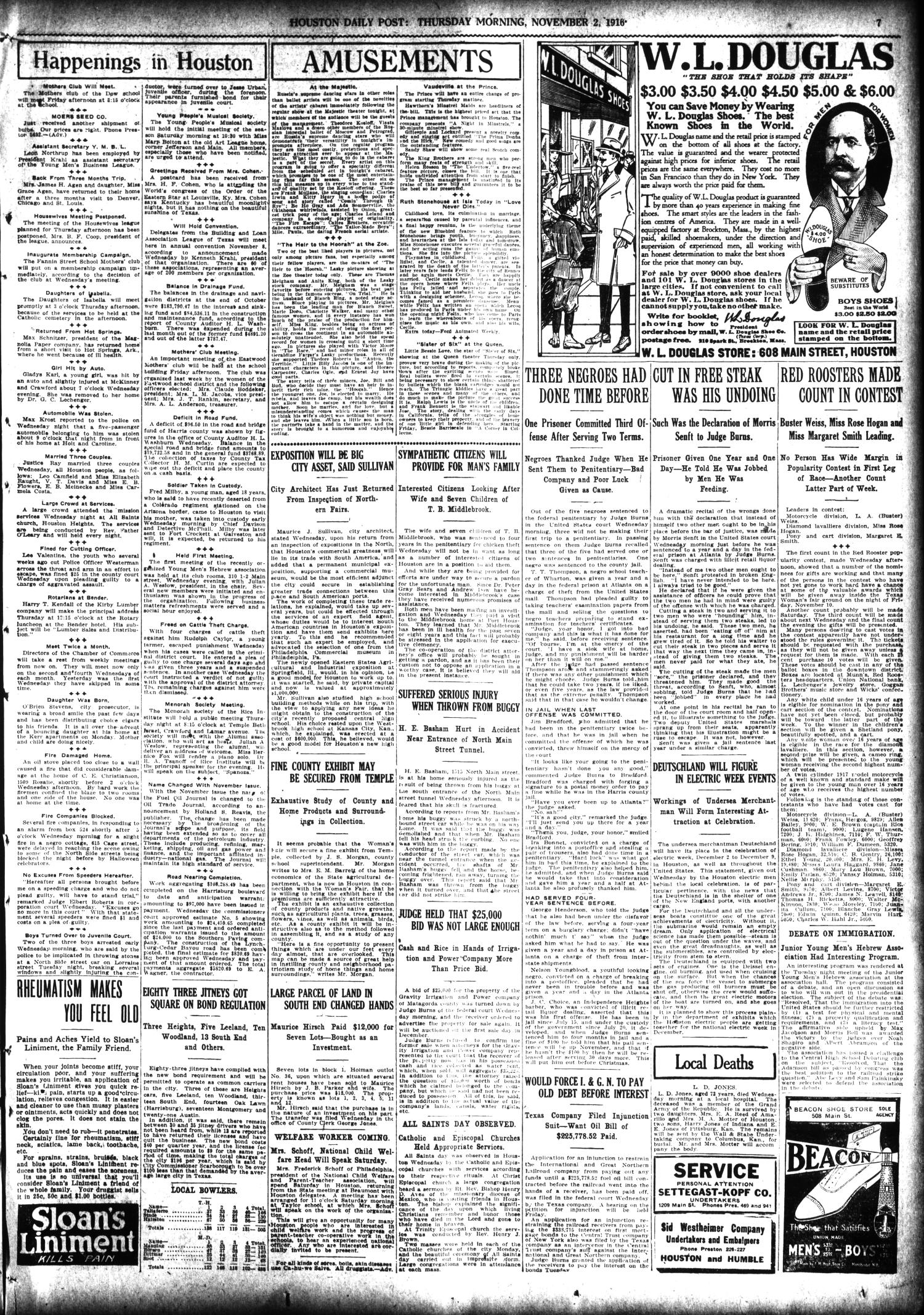 The Houston Post. (Houston, Tex.), Vol. 31, No. 212, Ed. 1 Thursday, November 2, 1916
                                                
                                                    [Sequence #]: 7 of 14
                                                