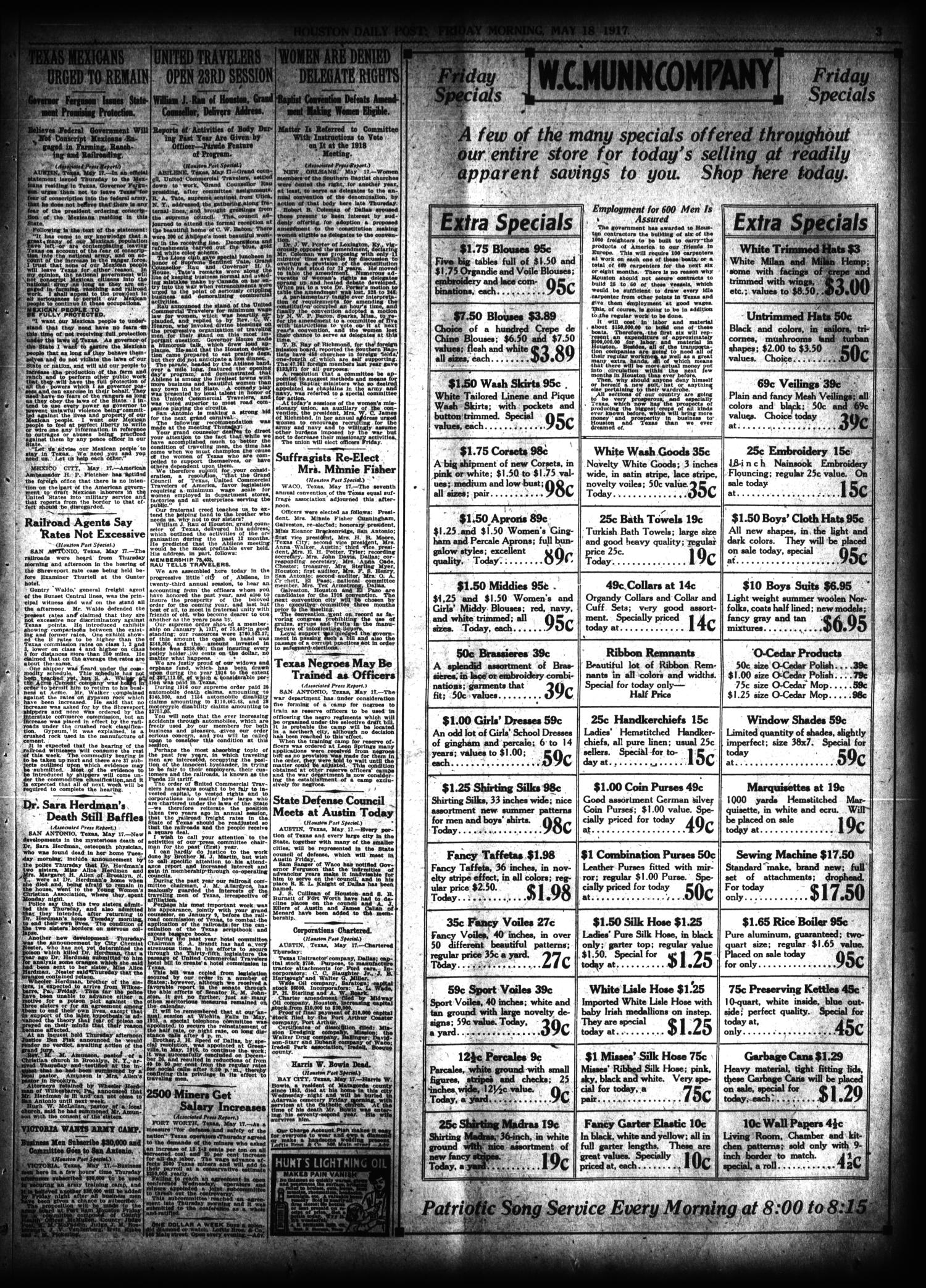 The Houston Post. (Houston, Tex.), Vol. 33, No. 44, Ed. 1 Friday, May 18, 1917
                                                
                                                    [Sequence #]: 3 of 14
                                                