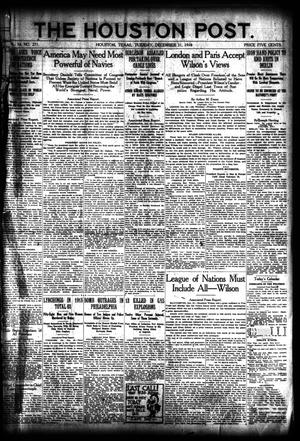 Primary view of object titled 'The Houston Post. (Houston, Tex.), Vol. 34, No. 271, Ed. 1 Tuesday, December 31, 1918'.