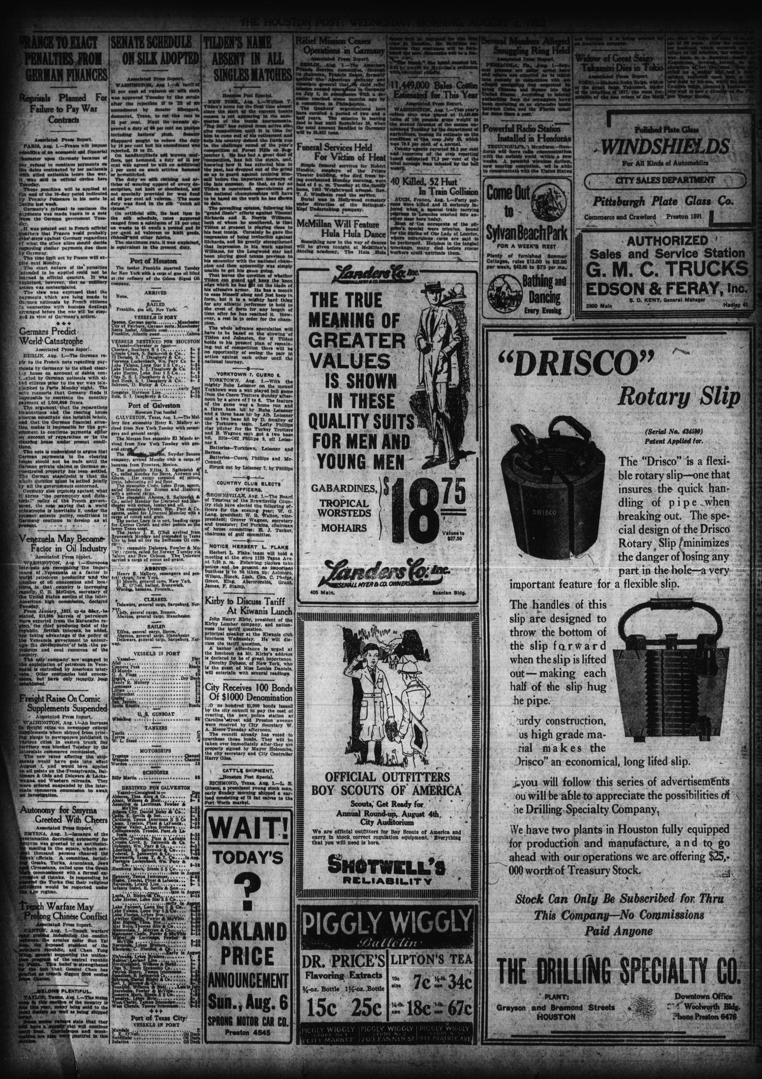 The Houston Post. (Houston, Tex.), Vol. 38, No. 120, Ed. 1 Wednesday, August 2, 1922
                                                
                                                    [Sequence #]: 8 of 14
                                                