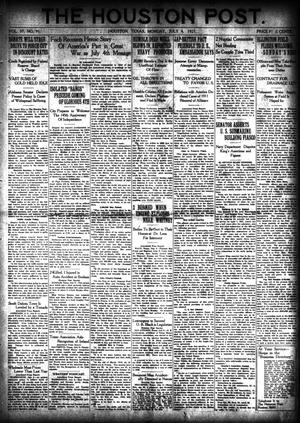 Primary view of object titled 'The Houston Post. (Houston, Tex.), Vol. 37, No. 91, Ed. 1 Monday, July 4, 1921'.