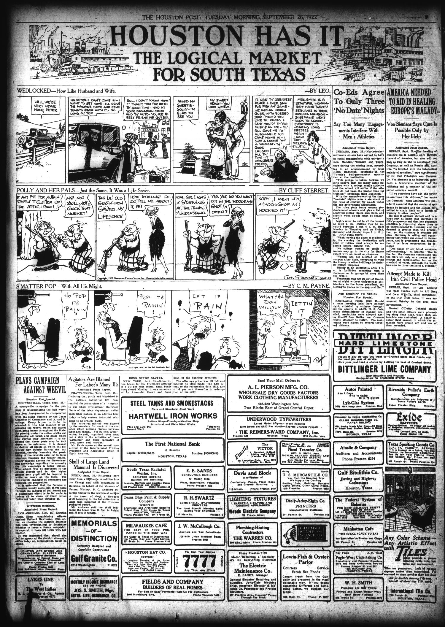 The Houston Post. (Houston, Tex.), Vol. 38, No. 175, Ed. 1 Tuesday, September 26, 1922
                                                
                                                    [Sequence #]: 8 of 12
                                                