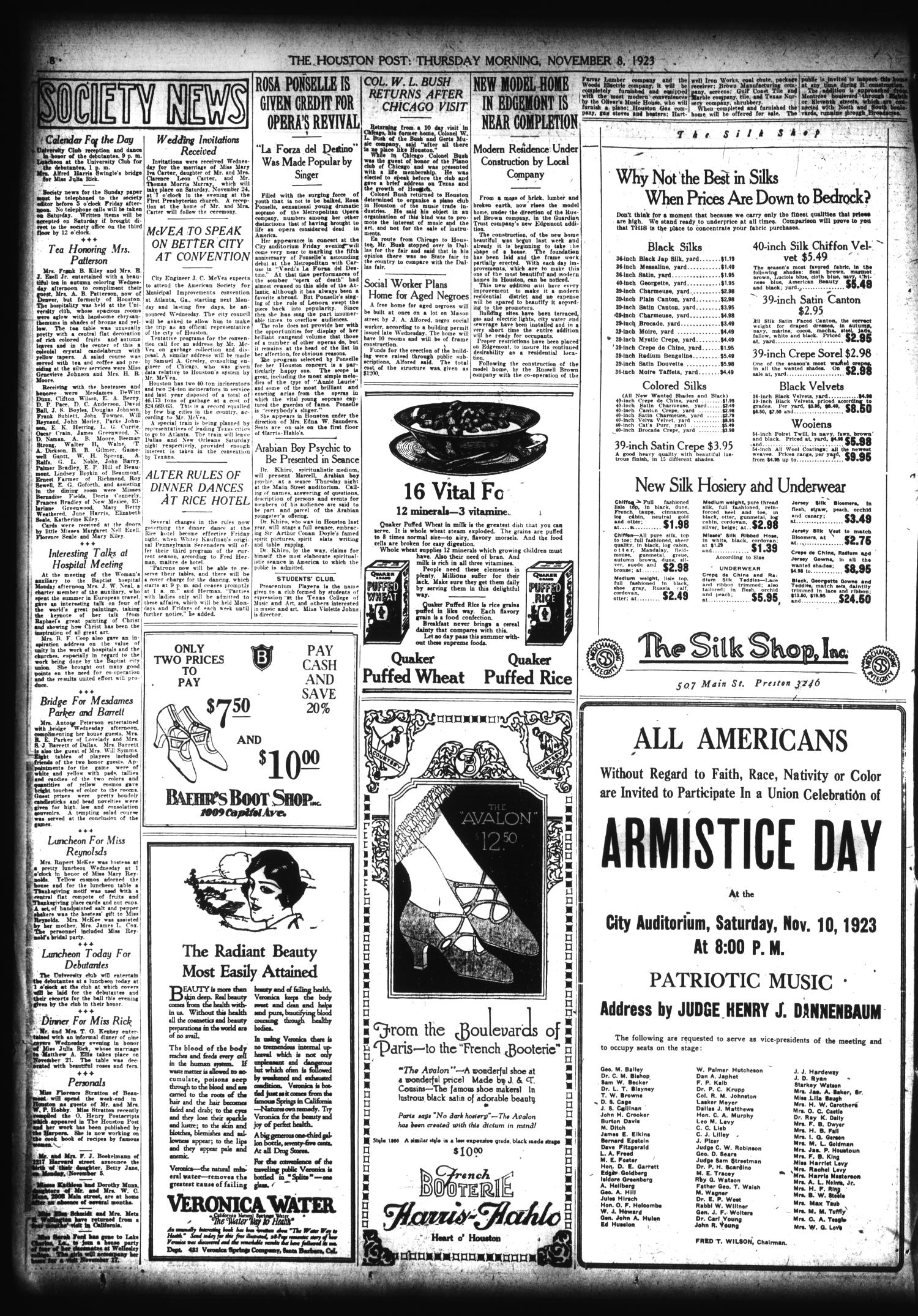 The Houston Post. (Houston, Tex.), Vol. 39, No. 218, Ed. 1 Thursday, November 8, 1923
                                                
                                                    [Sequence #]: 8 of 20
                                                