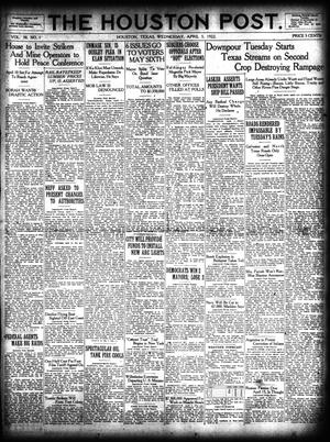 Primary view of object titled 'The Houston Post. (Houston, Tex.), Vol. 38, No. 1, Ed. 1 Wednesday, April 5, 1922'.