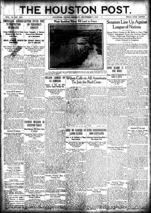 Primary view of object titled 'The Houston Post. (Houston, Tex.), Vol. 34, No. 249, Ed. 1 Monday, December 9, 1918'.