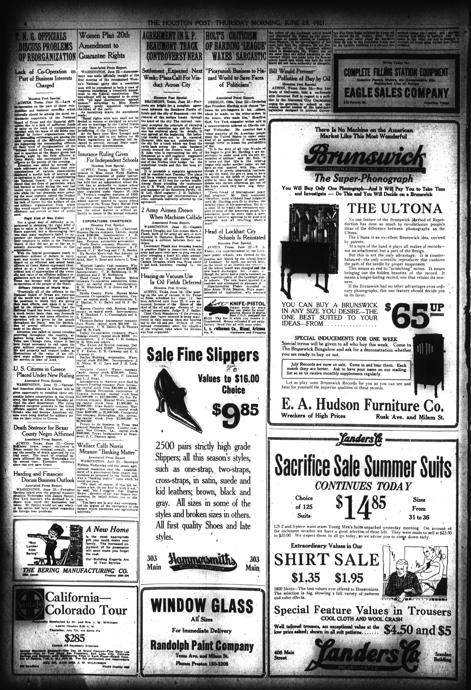The Houston Post. (Houston, Tex.), Vol. 37, No. 80, Ed. 1 Thursday, June 23, 1921
                                                
                                                    [Sequence #]: 4 of 14
                                                