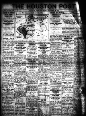 Primary view of object titled 'The Houston Post. (Houston, Tex.), Vol. 34, No. 226, Ed. 1 Saturday, November 16, 1918'.