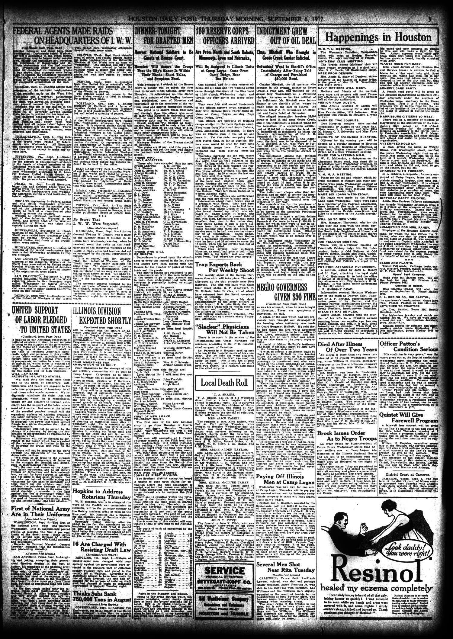 The Houston Post. (Houston, Tex.), Vol. 33, No. 155, Ed. 1 Thursday, September 6, 1917
                                                
                                                    [Sequence #]: 5 of 12
                                                