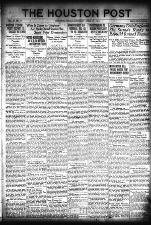 Primary view of object titled 'The Houston Post. (Houston, Tex.), Vol. 37, No. 19, Ed. 1 Saturday, April 23, 1921'.