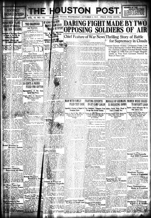 Primary view of object titled 'The Houston Post. (Houston, Tex.), Vol. 33, No. 182, Ed. 1 Wednesday, October 3, 1917'.