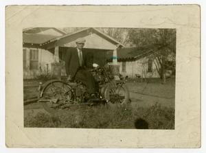 Primary view of object titled '[F. M. Pruitt Sitting on a Motorcycle]'.