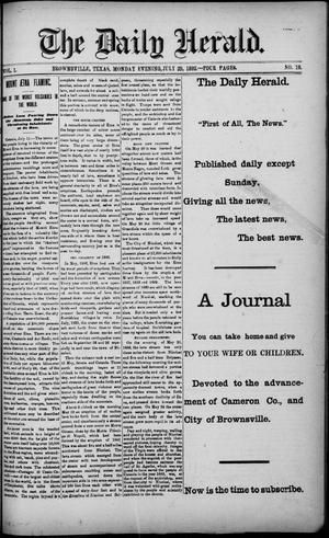 Primary view of object titled 'The Daily Herald (Brownsville, Tex.), Vol. 1, No. 19, Ed. 1, Monday, July 25, 1892'.